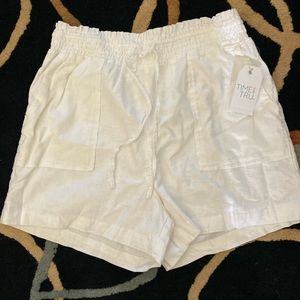 NWT Time And Tru Women’s Pull-on Relaxed-Fit Linen Blend Shorts White Size S